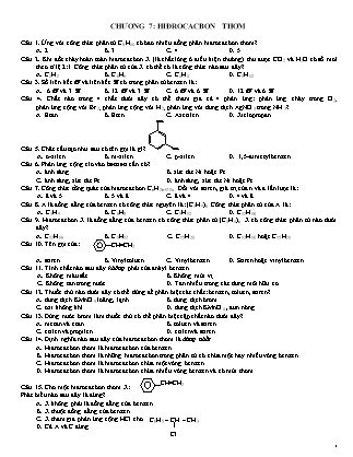 Bài tập môn Hóa học Lớp 11 - Chương 7: Hidrocacbon thơm