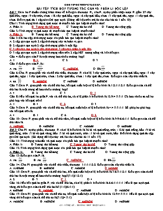 Bài tập trắc nghiệm môn Sinh học Lớp 12 - Phần: Tích hợp tương tác gen và phân li độc lập - Vũ Thị Lê