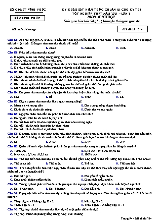 Đề thi môn Sinh học Lớp 12 - Kỳ khảo sát kiến thức chuẩn bị cho kỳ thi tốt nghiệp THPT năm 2021 lần 2 - Mã đề 314 - Sở GD & ĐT Vĩnh Phúc