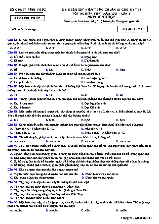 Đề thi môn Sinh học Lớp 12 - Kỳ khảo sát kiến thức chuẩn bị cho kỳ thi tốt nghiệp THPT năm 2021 lần 2 - Mã đề 321 - Sở GD & ĐT Vĩnh Phúc