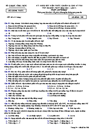 Đề thi môn Sinh học Lớp 12 - Kỳ khảo sát kiến thức chuẩn bị cho kỳ thi tốt nghiệp THPT năm 2021 lần 2 - Mã đề 308 - Sở GD & ĐT Vĩnh Phúc