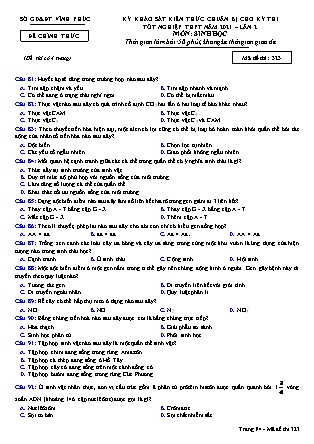 Đề thi môn Sinh học Lớp 12 - Kỳ khảo sát kiến thức chuẩn bị cho kỳ thi tốt nghiệp THPT năm 2021 lần 2 - Mã đề 323 - Sở GD & ĐT Vĩnh Phúc