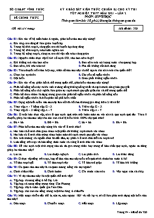 Đề thi môn Sinh học Lớp 12 - Kỳ khảo sát kiến thức chuẩn bị cho kỳ thi tốt nghiệp THPT năm 2021 lần 2 - Mã đề 320 - Sở GD & ĐT Vĩnh Phúc