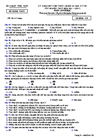 Đề thi môn Sinh học Lớp 12 - Kỳ khảo sát kiến thức chuẩn bị cho kỳ thi tốt nghiệp THPT năm 2021 lần 2 - Mã đề 318 - Sở GD & ĐT Vĩnh Phúc