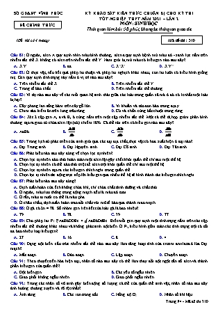 Đề thi môn Sinh học Lớp 12 - Kỳ khảo sát kiến thức chuẩn bị cho kỳ thi tốt nghiệp THPT năm 2021 lần 2 - Mã đề 310 - Sở GD & ĐT Vĩnh Phúc