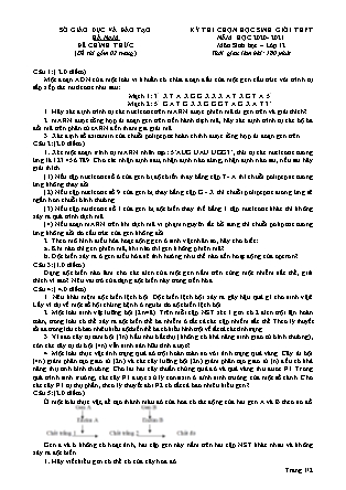 Đề thi môn Sinh học Lớp 12 - Kỳ thi chọn học sinh giỏi THPT - Năm học 2020-2021 - Sở GD & ĐT Hà Nam