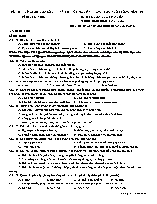 Đề thi tham khảo môn Sinh học Lớp 12 - Kỳ thi tốt nghiệm trung học phổ thông năm 2021 - Đề số 001