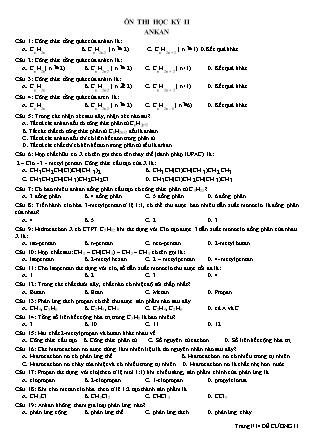 Tài liệu ôn thi học kỳ II môn Hóa học Lớp 11 - Ankan