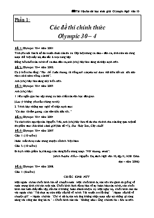 Tài liệu ôn thi học sinh giỏi Olympic môn Ngữ văn Lớp 10