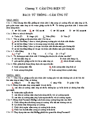 Bài tập ôn tập môn Vật lý Lớp 11 - Chương V: Cảm ứng điện từ (Có đáp án)