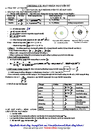 Bài tập ôn tập môn Vật lý Lớp 12 - Chương VII: Hạt nhân nguyên tử