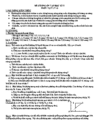 Đề cương ôn thi môn Vật lý Lớp 10 - Học kỳ II