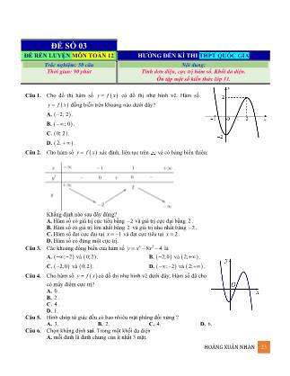 Đề rèn luyện ôn thi THPT Quốc gia môn Toán Lớp 12 - Đề số 03 - Hoàng Xuân Nhàn