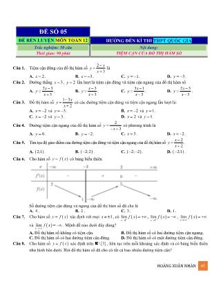 Đề rèn luyện ôn thi THPT Quốc gia môn Toán Lớp 12 - Đề số 05 - Hoàng Xuân Nhàn
