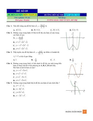 Đề rèn luyện ôn thi THPT Quốc gia môn Toán Lớp 12 - Đề số 09 - Hoàng Xuân Nhàn