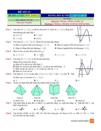 Đề rèn luyện ôn thi THPT Quốc gia môn Toán Lớp 12 - Đề số 13 - Hoàng Xuân Nhàn