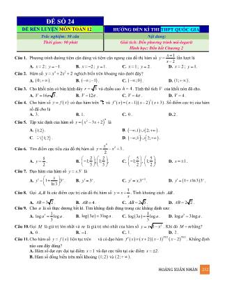 Đề rèn luyện ôn thi THPT Quốc gia môn Toán Lớp 12 - Đề số 24 - Hoàng Xuân Nhàn