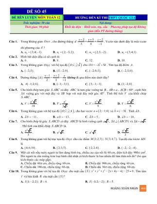 Đề rèn luyện ôn thi THPT Quốc gia môn Toán Lớp 12 - Đề số 45 - Hoàng Xuân Nhàn