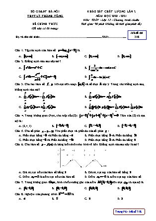 Đề thi khảo sát chất lượng lần 2 môn Toán Lớp 12 - Mã đề 318 - Năm học 2020-2021 - Trường THPT Lý Thánh Tông