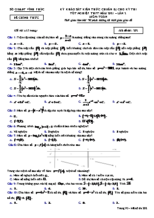 Đề thi môn Toán Lớp 12 - Kỳ khảo sát kiến thức chuẩn bị cho kỳ thi tốt nghiệp THPT năm 2021 lần 2 - Mã đề 202 - Sở GD & ĐT Vĩnh Phúc