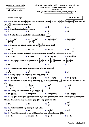 Đề thi môn Toán Lớp 12 - Kỳ khảo sát kiến thức chuẩn bị cho kỳ thi tốt nghiệp THPT năm 2021 lần 2 - Mã đề 211 - Sở GD & ĐT Vĩnh Phúc
