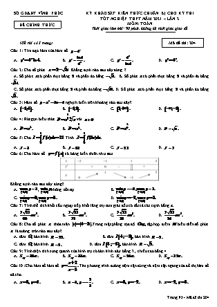 Đề thi môn Toán Lớp 12 - Kỳ khảo sát kiến thức chuẩn bị cho kỳ thi tốt nghiệp THPT năm 2021 lần 2 - Mã đề 204 - Sở GD & ĐT Vĩnh Phúc