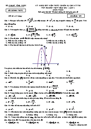 Đề thi môn Toán Lớp 12 - Kỳ khảo sát kiến thức chuẩn bị cho kỳ thi tốt nghiệp THPT năm 2021 lần 2 - Mã đề 209 - Sở GD & ĐT Vĩnh Phúc