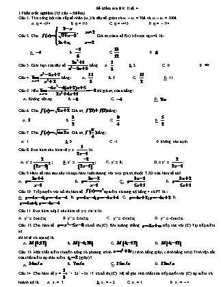Đề kiểm tra học kỳ II môn Toán Lớp 11 - Đề số 4