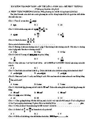 Bài kiểm tra môn Toán ôn thi Lớp 6 - Đề phát triển 02