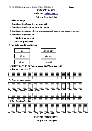 Bộ 16 đề ôn kiểm ra học kỳ I môn Tiếng Việt Lớp 1