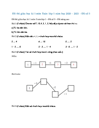 Đề thi giữa học kỳ I môn Toán Lớp 1 - Đề số 5 - Năm học 2020-2021