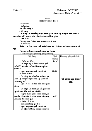 Giáo án Lớp 1 - Tuần 17 - Bài 17: Sơ kết học kỳ I - Năm học 2017-2018