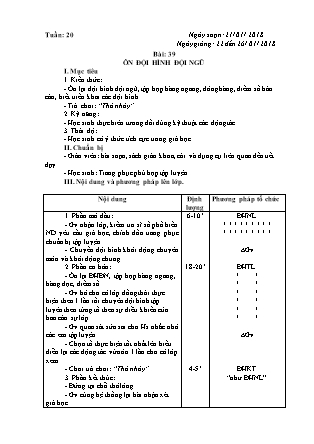 Giáo án Thể dục Lớp 3 - Tuần 20 - Năm học 2017-2018