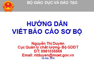 Hướng dẫn viết Báo cáo sơ bộ - Nguyễn Thị Duy