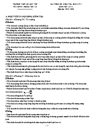 Ma trận đề kiểm tra học kỳ II môn Vật lý Khối 11 - Năm học 2019-2020 - Trường THPT Hà Huy Tập