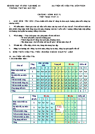 Ma trận đề kiểm tra môn Toán Lớp 12 - Tiết 14 - Trường THPT Hà Huy Tập