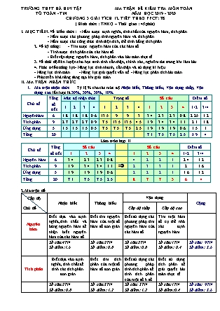 Ma trận đề kiểm tra môn Toán Lớp 12 - Tiết 78: Chương 3 - Năm học 2019-2020 - Trường THPT Hà Huy Tập