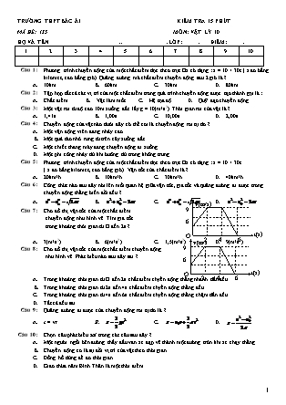Bài kiểm tra 15 phút môn Vật lý Lớp 10 - Mã đề 135 - Trường THPT Bác Ái