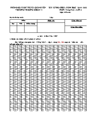 Bài kiểm tra định kỳ giữa học kỳ I môn Tiếng Việt Lớp 3 - Năm học 2019-2020 - Trường TH Sông Khoai 2 (Có ma trận và đáp án)