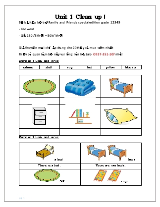 Bài luyện tập Unit 1 môn Tiếng Anh Lớp 3