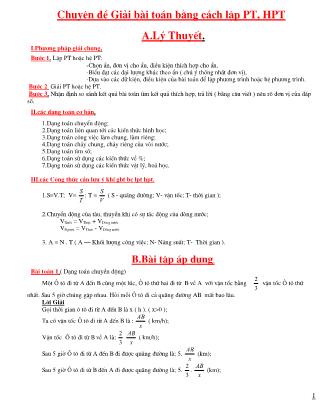 Chuyên đề giải bài toán bằng cách lập phương trình và hệ phương trình