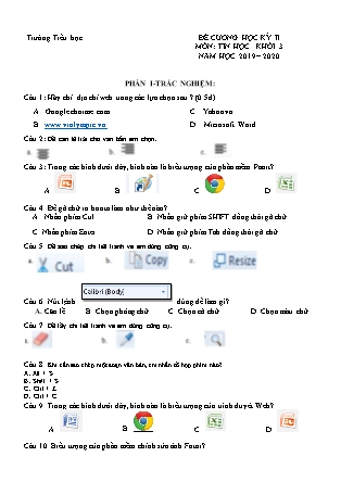 Đề cương học kỳ II môn Tin học Khối 3 - Năm học 2019-2020