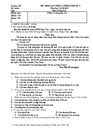 Đề khảo sát chất lượng cuối học kỳ II môn Tiếng Việt Lớp 3 - Năm học 2018-2019 - Lê Thị Ngân