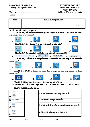 Đề kiểm tra học kỳ II môn Tin học Lớp 3 - Năm học 2018-2019 - Trường TH số 2 Hoài Tân (Có đáp án)