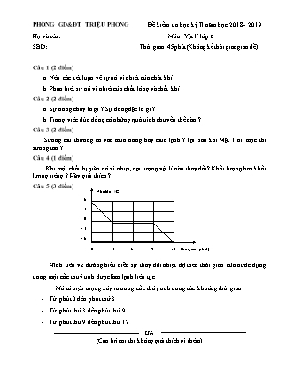 Đề kiểm tra học kỳ II môn Vật lý Lớp 6 - Năm học 2018-2019 - Phòng GD&ĐT Triệu Phong (Có đáp án)
