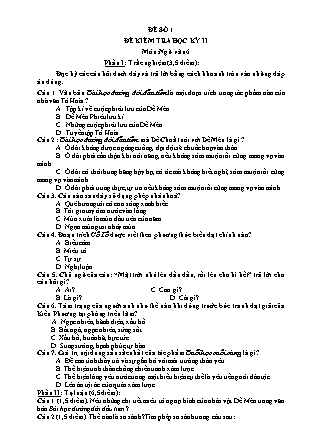 Đề kiểm tra số 1 môn Ngữ văn Lớp 6 - Học kỳ II (Có đáp án)