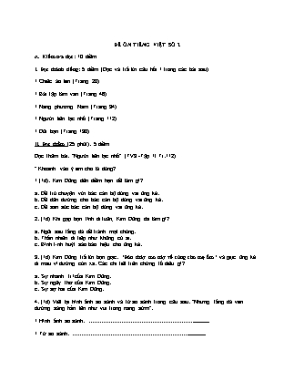 Đề ôn tập môn Tiếng Việt Lớp 3 - Bài số 2
