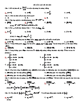 Đề thi thử THPT Quốc gia môn Toán (Có đáp án)