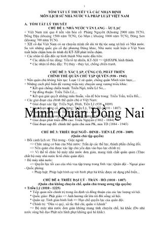 Tóm tắt lý thuyết và các nhận định môn Lịch sử nhà nước và pháp luật Việt Nam
