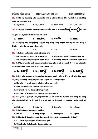 Đề cương ôn tập môn Vật lý Lớp 12 - Đề 25